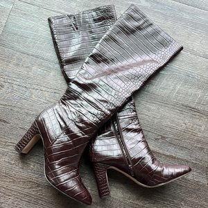 Knee high brown croc boots